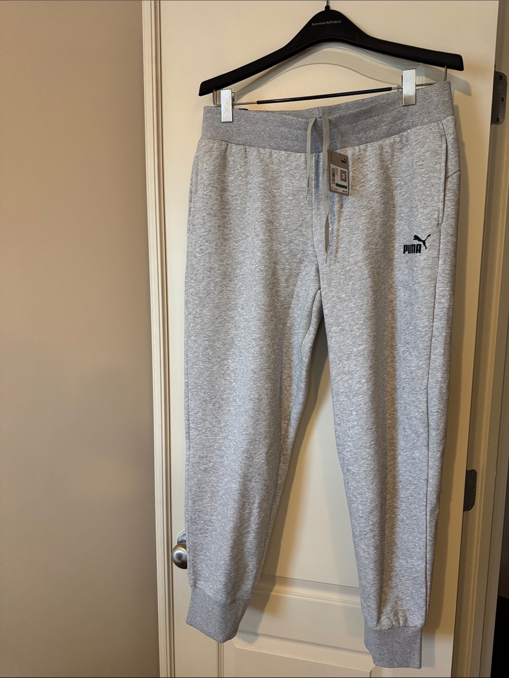 Puma Gray Drawstring Joggers with Logo